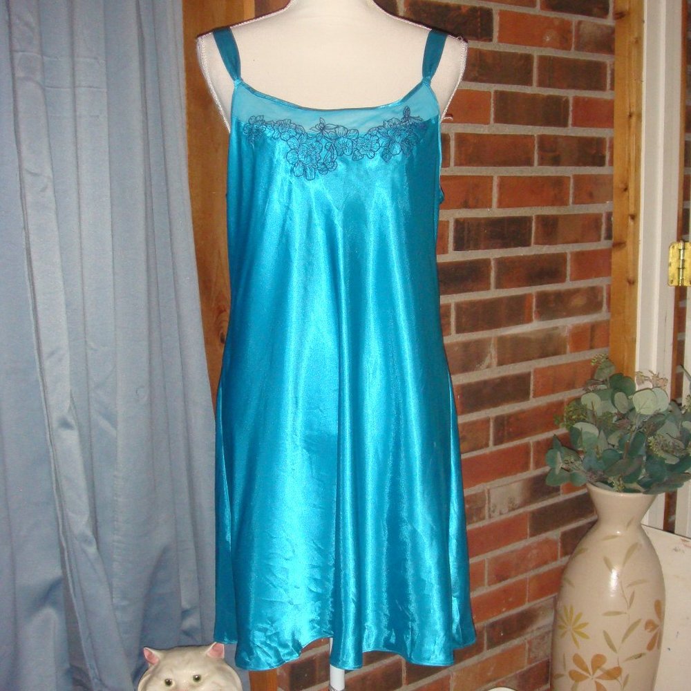 Morgan Taylor Turquoise Blue Slip Mini Dress L